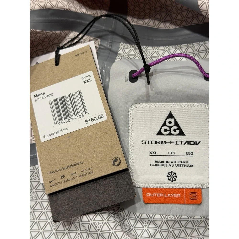 Nike ACG Phantazma Storm-FIT ADV Jacket Gray Orange IF1143-820 Mens XXL